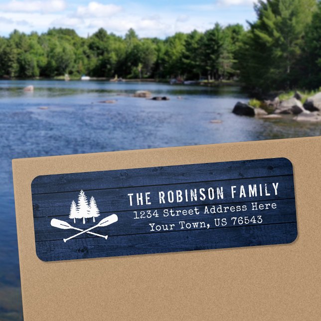 Oars rustiques Arbres Bois Bleu Imprimer Adresse d (Choose from Return Address Labels, Shipping Labels or Standard Address Labels)