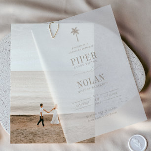 OASIS Beach Taupe Wedding  Vellum Invitations