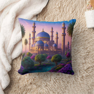 Oasis of the Minaret Castle Throw Pillow