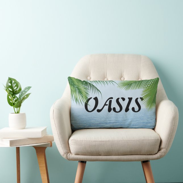 Oasis Palm Tree Fronds On Ocean Lumbar Pillow (Chair)