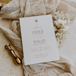 OASIS Palm Tree Taupe Wedding Invitation