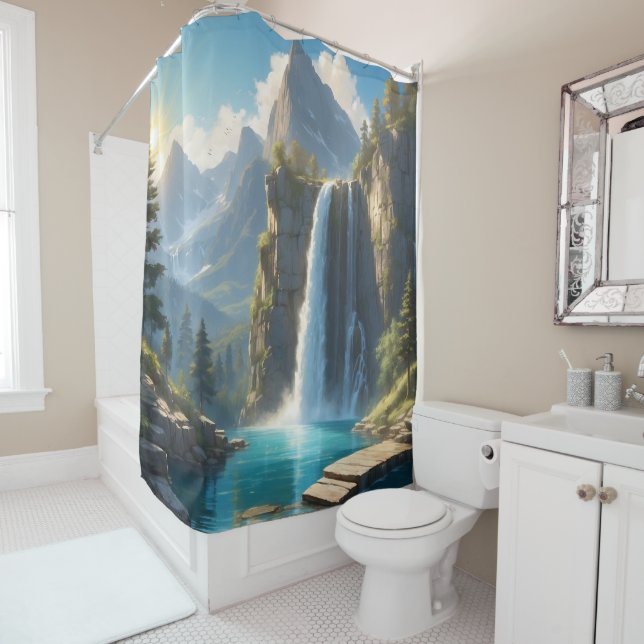 Oasis Shower Curtain With Custom Image (In Situ)