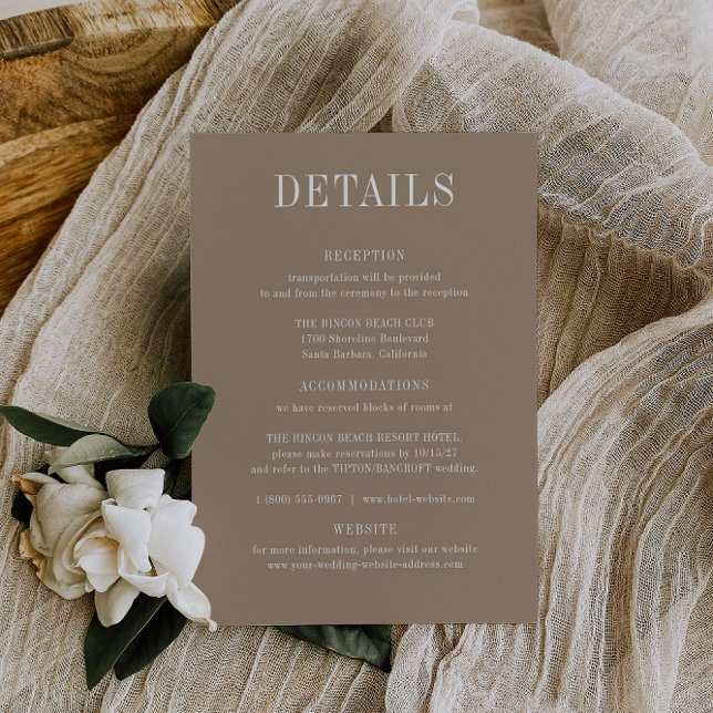 OASIS Taupe Wedding Details Card (Creator Uploaded)