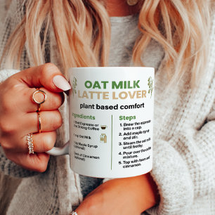 Oat Milk Latte Lover Minimal Recipe Typography Coffee Mug