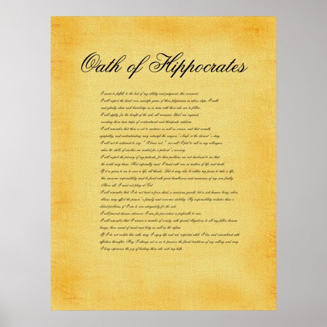 Oath of Hippocrates, canvas parchment look Poster (Front)