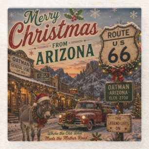 Oatman Arizona Christmas Drink Decor Glass Coaster