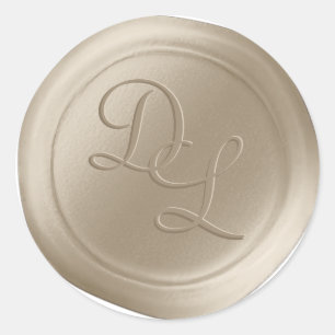 Oatmeal Beige 2 Letter Monogram Wax Seal Stickers