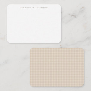 Oatmeal Beige Gingham Personalized Gift Enclosure Card