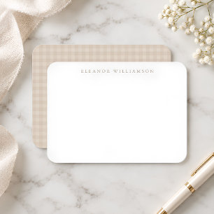 Oatmeal Beige Gingham Personalized Gift Enclosure Card