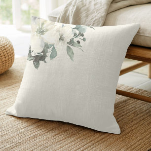 Oatmeal Modern Farmhouse Delicate Floral Throw Pillow