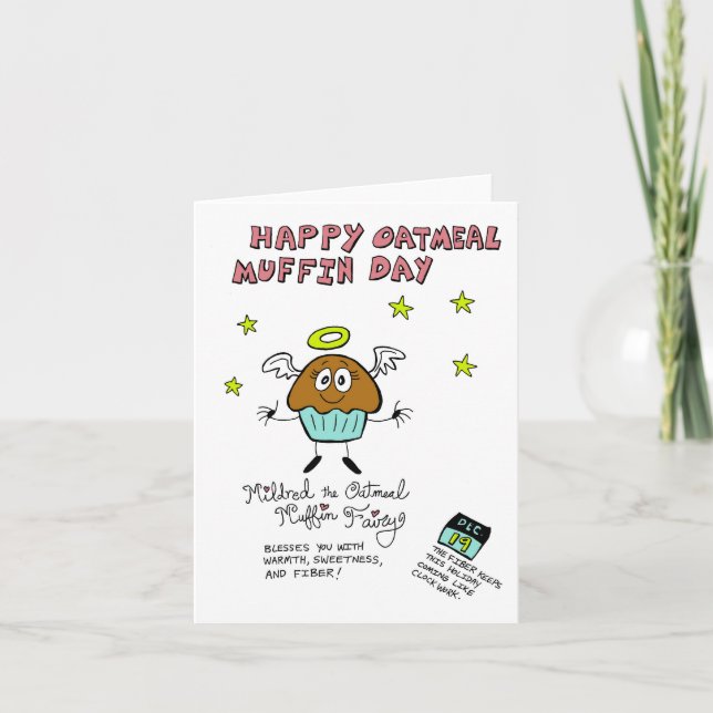 Oatmeal Muffin Day Greeting Card (Front)