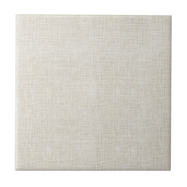 Oatmeal Tan Faux Linen Fabric Textured Background Tile (Front)