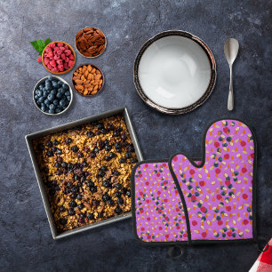 Oats, fruits, and nuts purple oven mitt & pot holder set