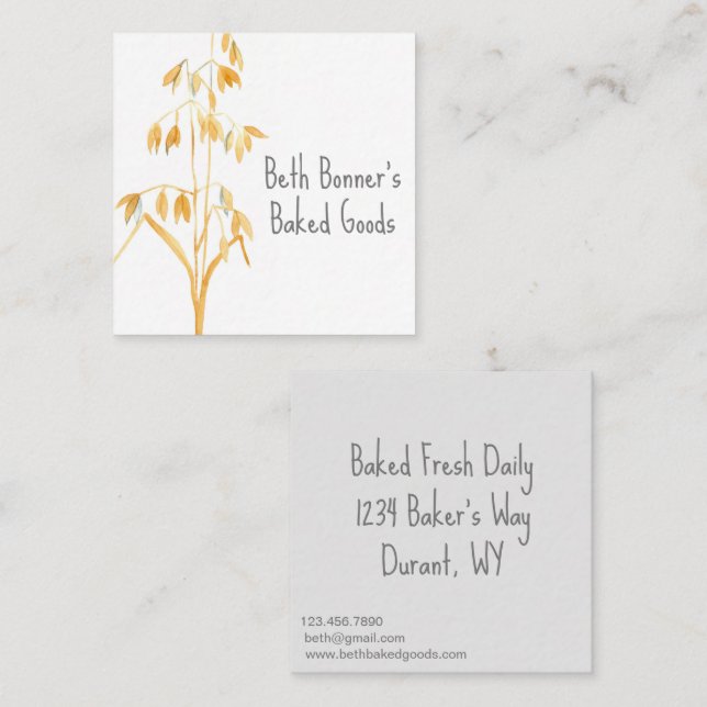 Oats Grain Plant Baked Goods Bakery Square Business Card (Front/Back)