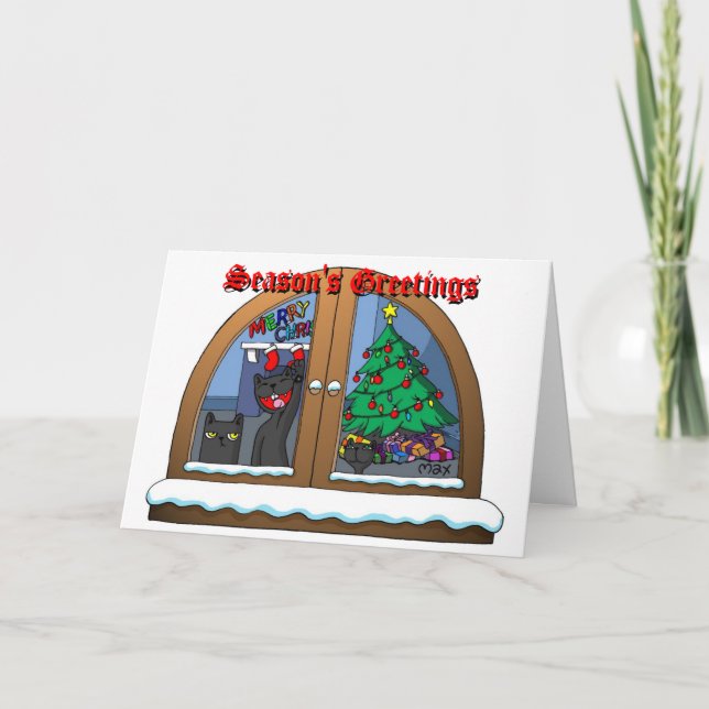 oatSNOWonWINDOWchristmasCARD Holiday Card (Front)