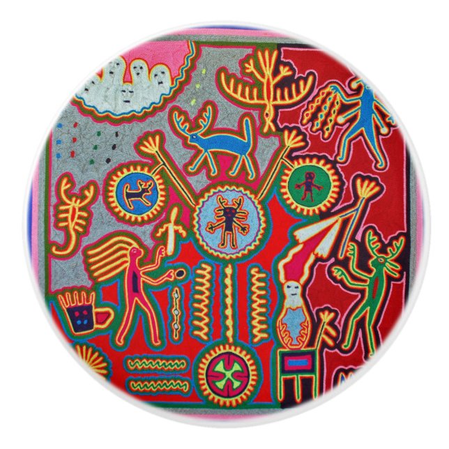 Oaxaca Mexico Mexican Mayan Tribal Art Boho Travel Ceramic Knob (Front)