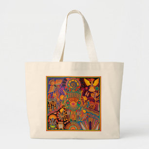 Oaxaca Mexico Mexican Mayan Tribal Art Boho Travel Large Tote Bag