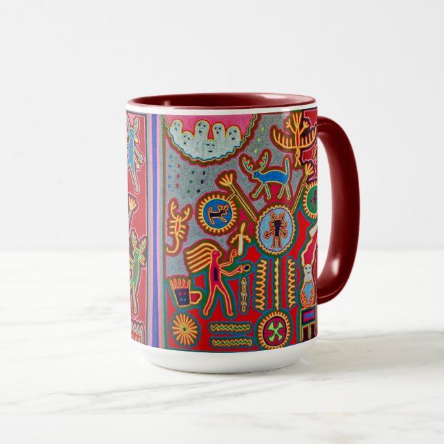 Oaxaca Mexico Mexican Mayan Tribal Art Boho Travel Mug (Front Right)