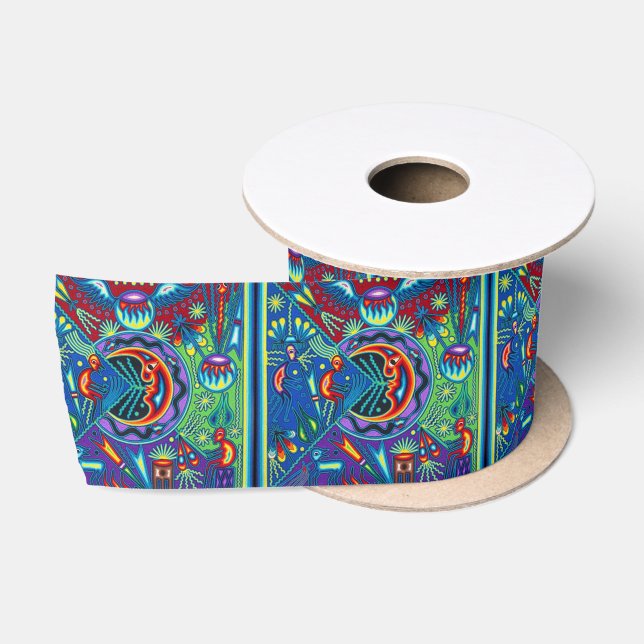 Oaxaca Mexico Mexican Mayan Tribal Art Boho Travel Satin Ribbon (Spool)