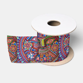 Oaxaca Mexico Mexican Mayan Tribal Art Boho Travel Satin Ribbon