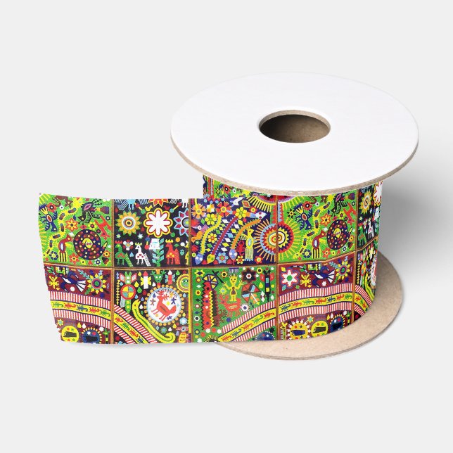 Oaxaca Mexico Mexican Mayan Tribal Art Boho Travel Satin Ribbon (Spool)