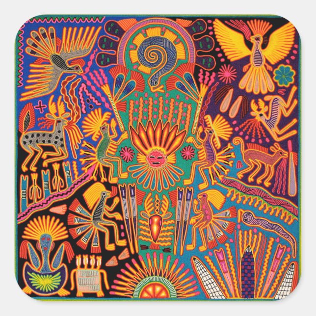 Oaxaca Mexico Mexican Mayan Tribal Art Boho Travel Square Sticker (Front)