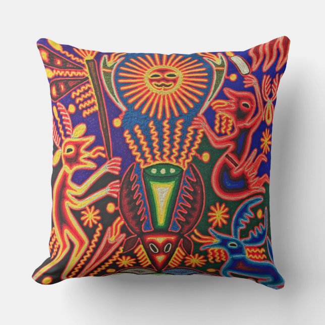 Oaxaca Mexico Mexican Mayan Tribal Art Boho Travel Throw Pillow (Front)