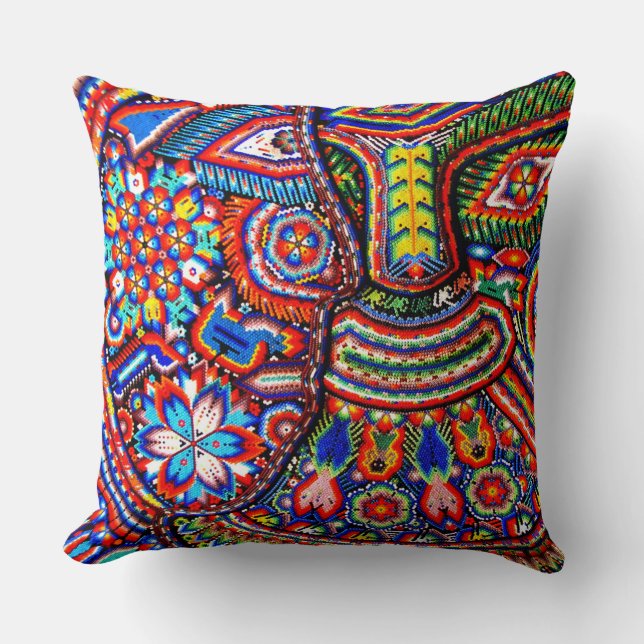 Oaxaca Mexico Mexican Mayan Tribal Art Boho Travel Throw Pillow (Front)