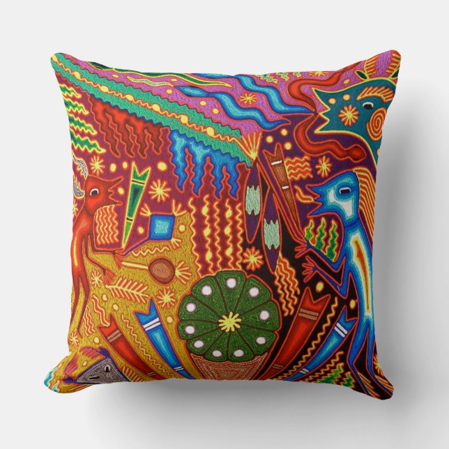 Oaxaca Mexico Mexican Mayan Tribal Art Boho Travel Throw Pillow (Front)