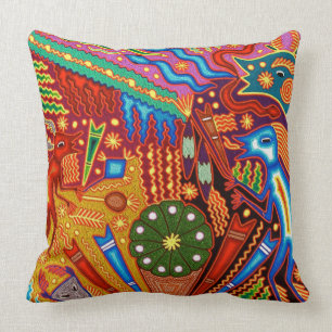 Oaxaca Mexico Mexican Mayan Tribal Art Boho Travel Throw Pillow