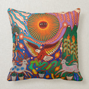 Oaxaca Mexico Mexican Mayan Tribal Art Boho Travel Throw Pillow