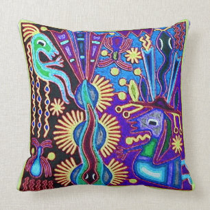 Oaxaca Mexico Mexican Mayan Tribal Art Boho Travel Throw Pillow