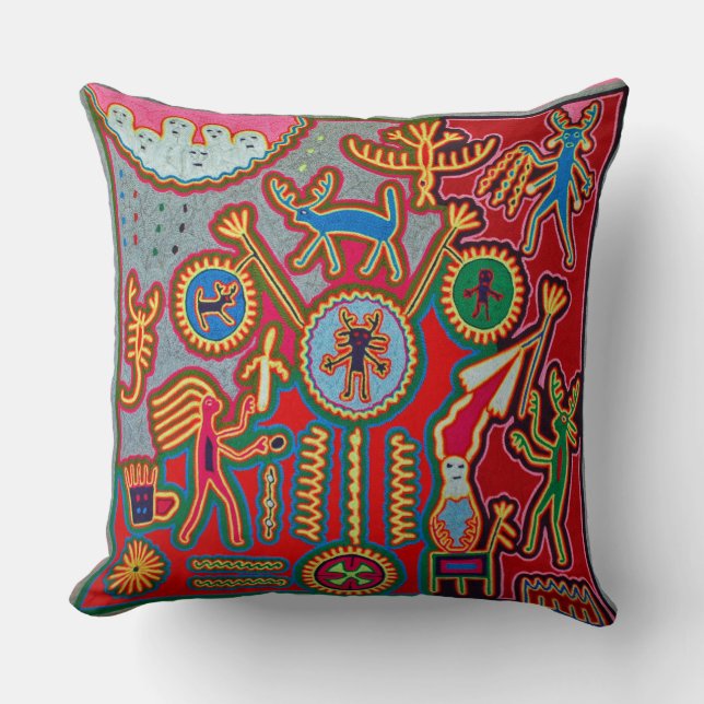 Oaxaca Mexico Mexican Mayan Tribal Art Boho Travel Throw Pillow (Front)