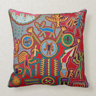 Oaxaca Mexico Mexican Mayan Tribal Art Boho Travel Throw Pillow