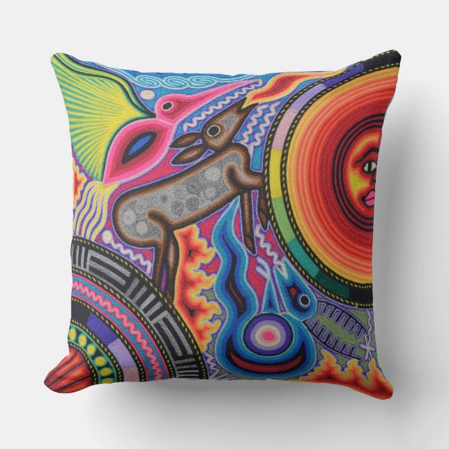 Oaxaca Mexico Mexican Mayan Tribal Art Boho Travel Throw Pillow (Front)