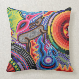 Oaxaca Mexico Mexican Mayan Tribal Art Boho Travel Throw Pillow