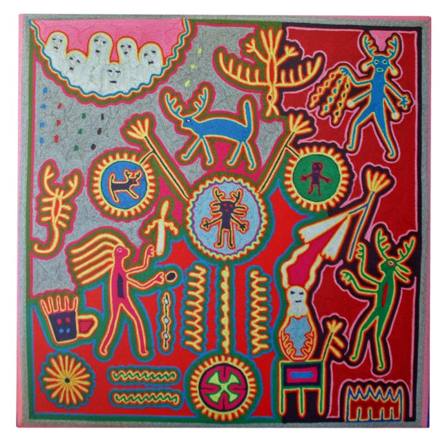 Oaxaca Mexico Mexican Mayan Tribal Art Boho Travel Tile (Front)