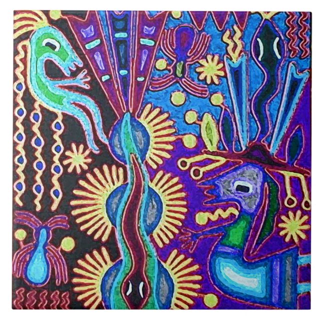 Oaxaca Mexico Mexican Mayan Tribal Art Boho Travel Tile (Front)