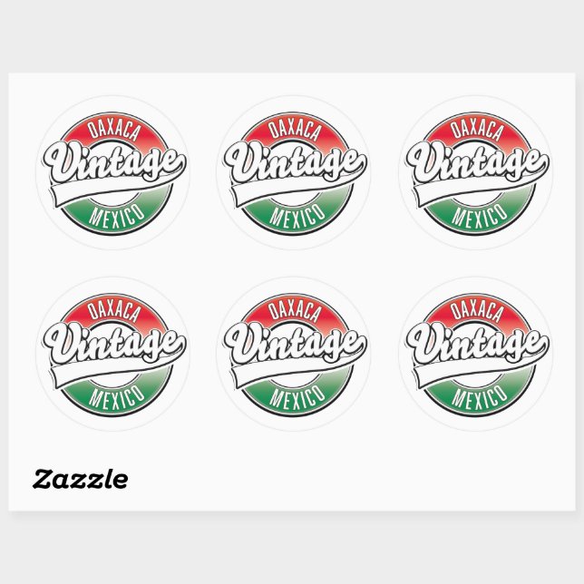 Oaxaca mexico vintage logo. classic round sticker (Sheet)