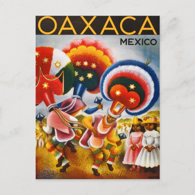 Oaxaca Mexico Vintage Travel Poster Restored Postcard (Front)