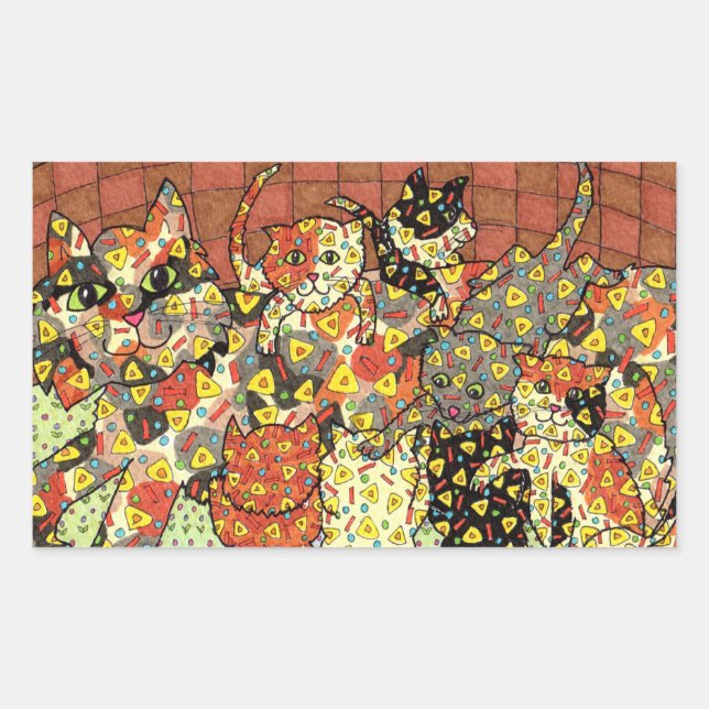 Oaxacan Cat and Kittens Sticker (Front)