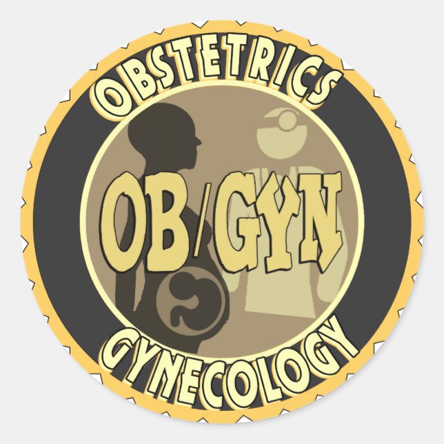 OB/GYN BADGE FEMALE DOCTOR LOGO CLASSIC ROUND STICKER (Front)