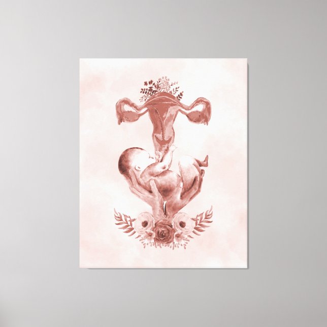 Ob/Gyn Midwife Floral Childbirth Cervix Ovaries Canvas Print (Front)