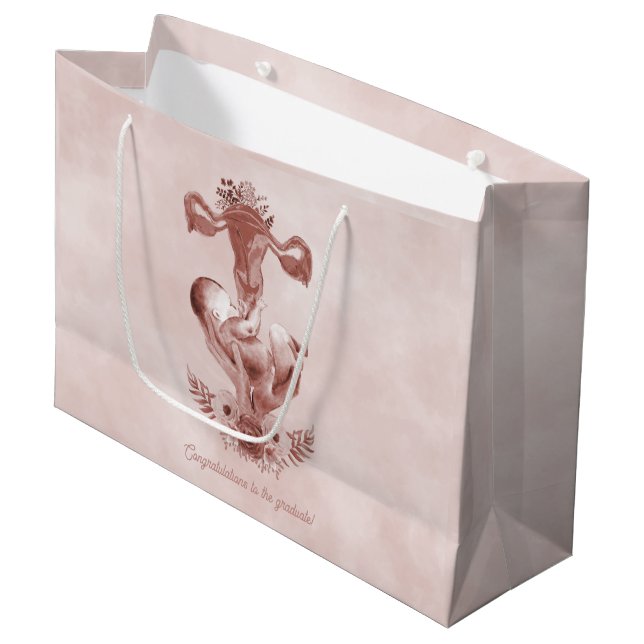 Ob/Gyn Midwife Floral Childbirth Cervix Ovaries Large Gift Bag (Front Angled)