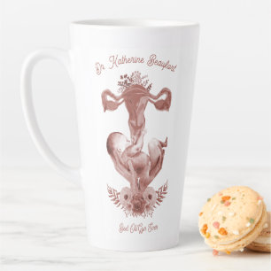 Ob/Gyn Midwife Floral Childbirth Cervix Ovaries Latte Mug
