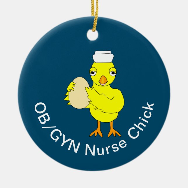 OB/GYN Nurse Chick Ceramic Ornament (Front)