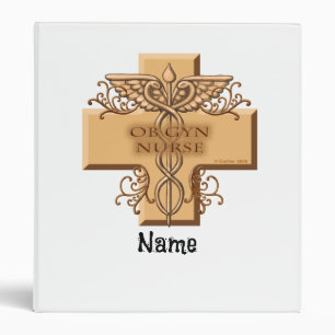 Ob Gyn Nurse cross Caduceus Binder