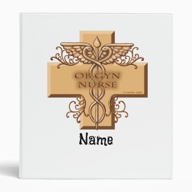 Ob Gyn Nurse cross Caduceus Binder (Front)