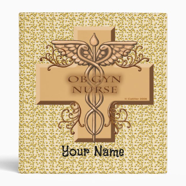 Ob Gyn Nurse cross Caduceus Binder (Front)