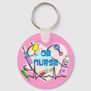 OB Nurse Art Gifts Keychain